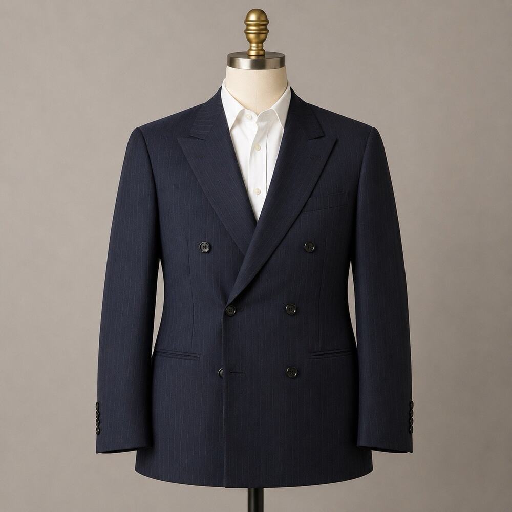 VTG 1960s Botany 500 Wool Pinstripe Double Breasted Blazer 40R Union Made